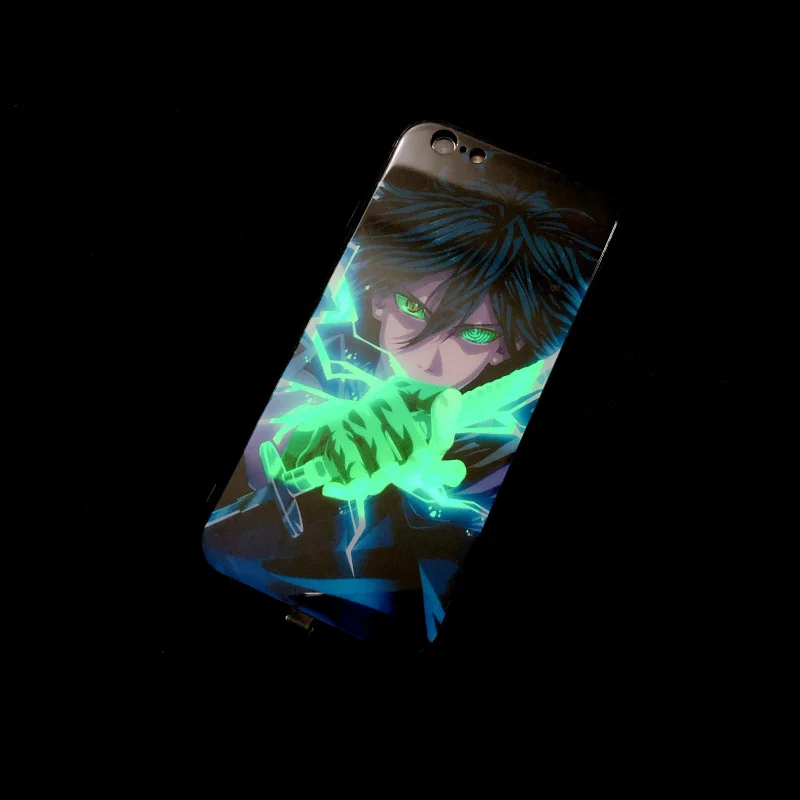 Японский аниме закаленный стеклянный чехол для телефона iPhone 6S 7 8PLUS XS MAX есть светодиодный роскошный стеклянный чехол для вспышки блестящий чехол для телефона
