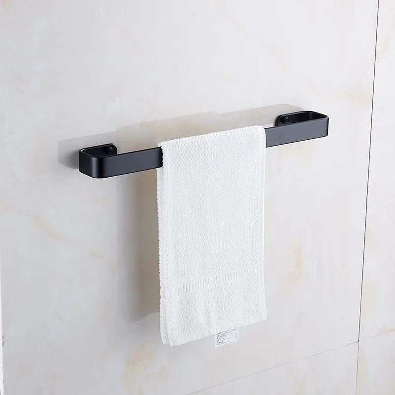 

Black Towel Holder Space Aluminum Bathroom Towel Hanger Waterproof Towel Bar White Kitchen Storage Rack Shelf Accessories