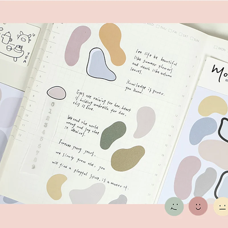2 Sheet Morandi Series Smiley Expression Stickers Kawaii Decorative DIY Diary Scrapbooking Stationery Planner | Канцтовары для