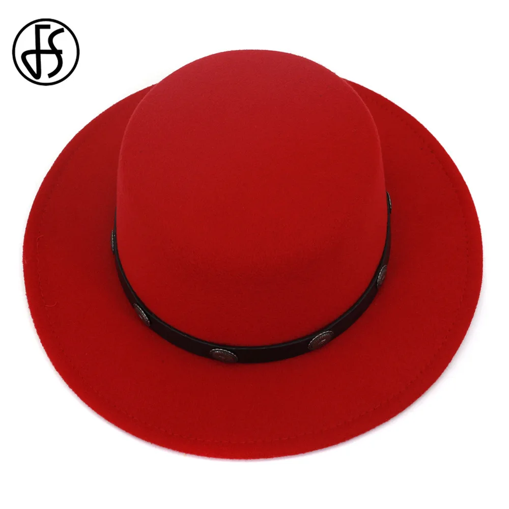 FS модная женская и Мужская шерстяная плоская фетровая шляпа для джентльмена