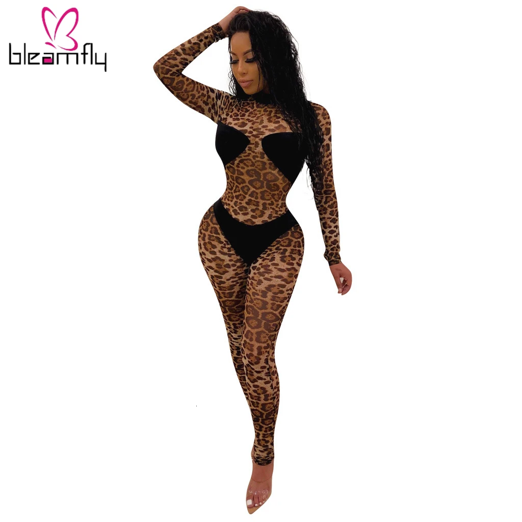 Новинка 2019 Женский Осенний Облегающий комбинезон с длинным рукавом и