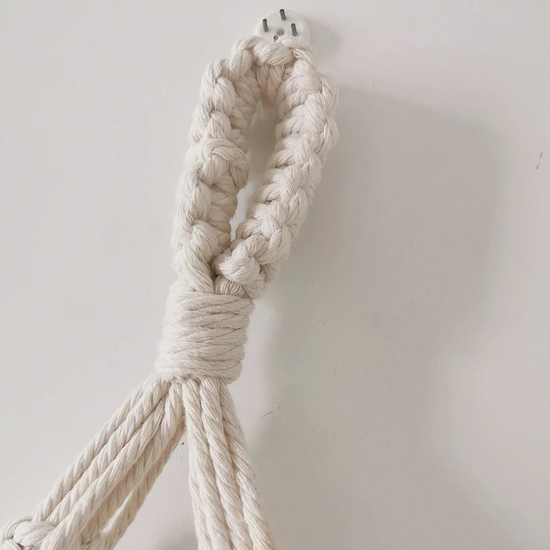 

Hand-Woven Macrame Tapestries Rack Wooden Shelves for Wall Bohemian Decorative Shelves Wall Hanging Shelves Ornaments