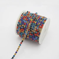 2yards 22 534mm colorful rhinestone chain for handcraft garments shoes bags decoration sewing accessories strass