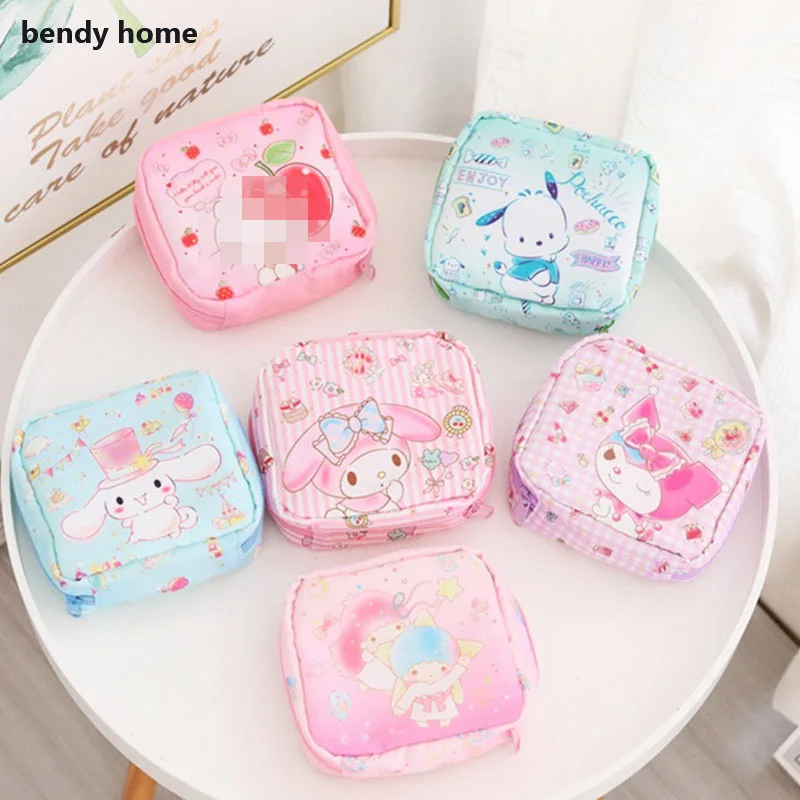 

Kawaii Japan cartoon portable storage bag aunt towel sanitary napkin small bag large capacity sanitary napkin storage bag