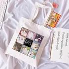 Повседневная Женская модная холщовая сумка-шоппер в стиле Харадзюку, панк, улззанг, с изображением кота и мультяшных букв, милая сумка-шоппер в стиле ins, сумки на плечо в стиле хип-хоп