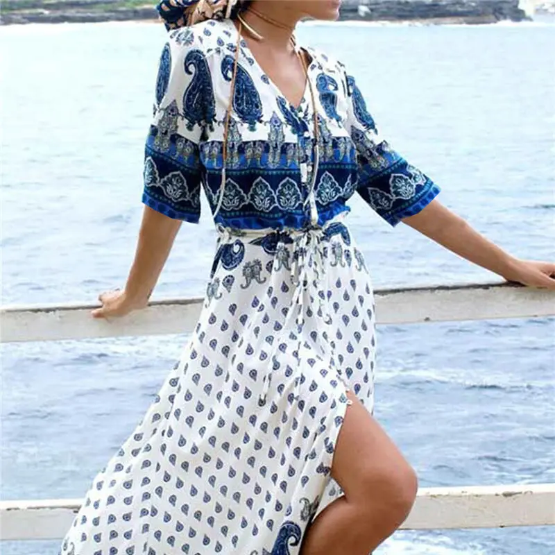 2021 элегантное платье в богемном стиле с принтом горошек В пэчворк спереди