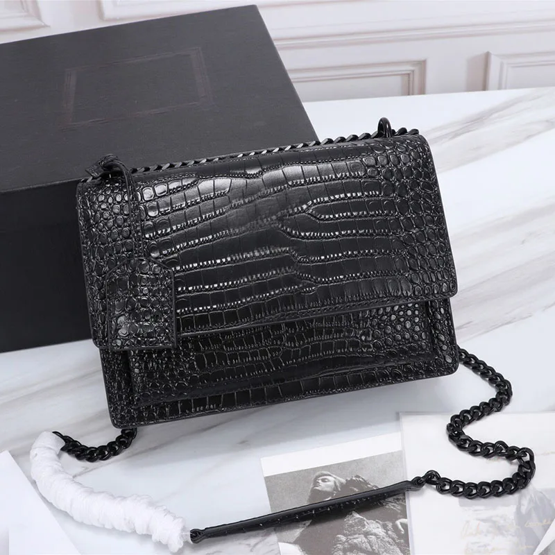 

Designer crossbody bag fashion luxury handbags purses crocodile style flap SUNSET medium women chain Messenger shoulder purses