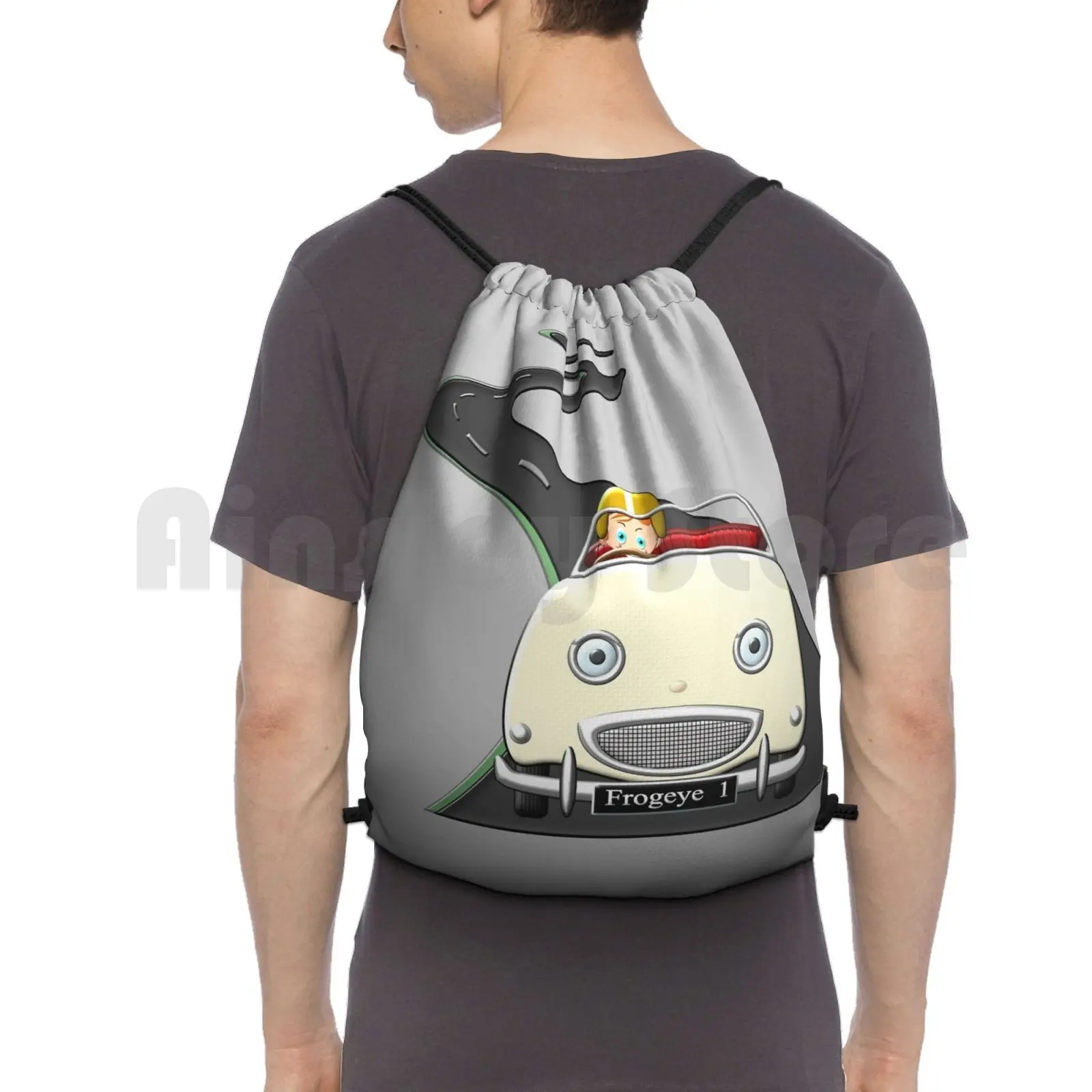 

A Frogeye 'Sprite' Sports Car Running Out Of Road Backpack Drawstring Bags Gym Bag Waterproof Frogeye Sports Car Mini