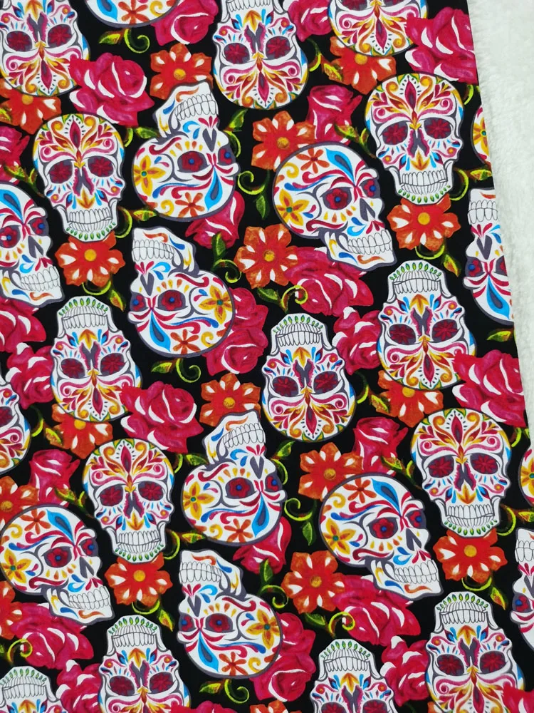 

110cm X 50cm Flower Rose Skull Printed Tissus Fabrics Cotton Fabric Patchwork Quilting Sewing Material DIY viaPhil Dress Home