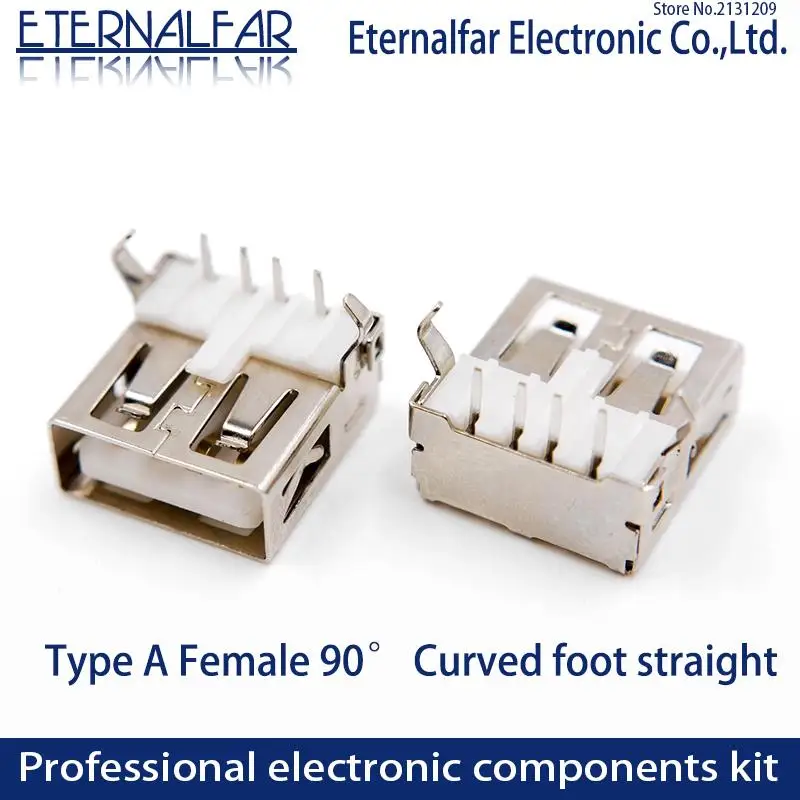 Соединитель интерфейса USB 2 0 гнездо типа A 90 изогнутая прямая патч игольчатая игла