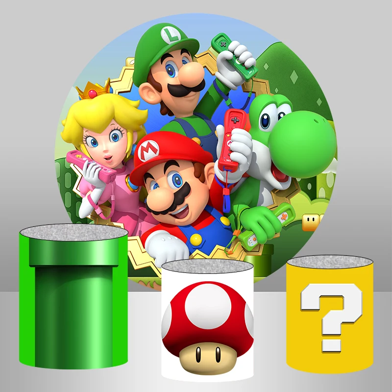 Круглый круглый фон Super Bros Детские вечерние фоны на день рождения студийный
