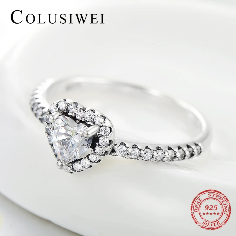 Женские кольца на палец Colusiwei из стерлингового серебра 925 пробы с прозрачным