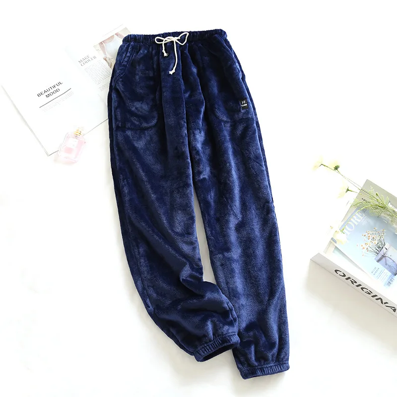 Зимние теплые фланелевые штаны для мужчин и женщин сна кораллового цвета женские