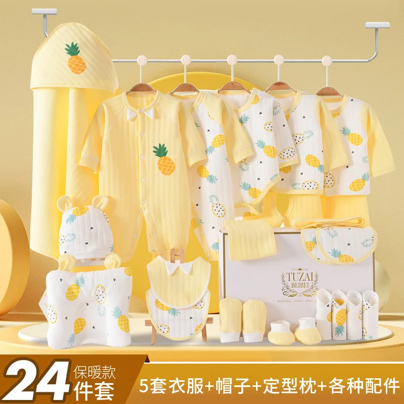 22/24Pcs/set Winter Autumn Baby Newborn Cotton clothing Sets Girl bodysuits Blankets Tops Pants Boy Suits