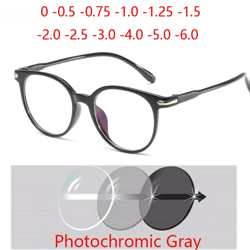 Фотохромные серые овальные Рецептурные очки для женщин и мужчин пластиковая