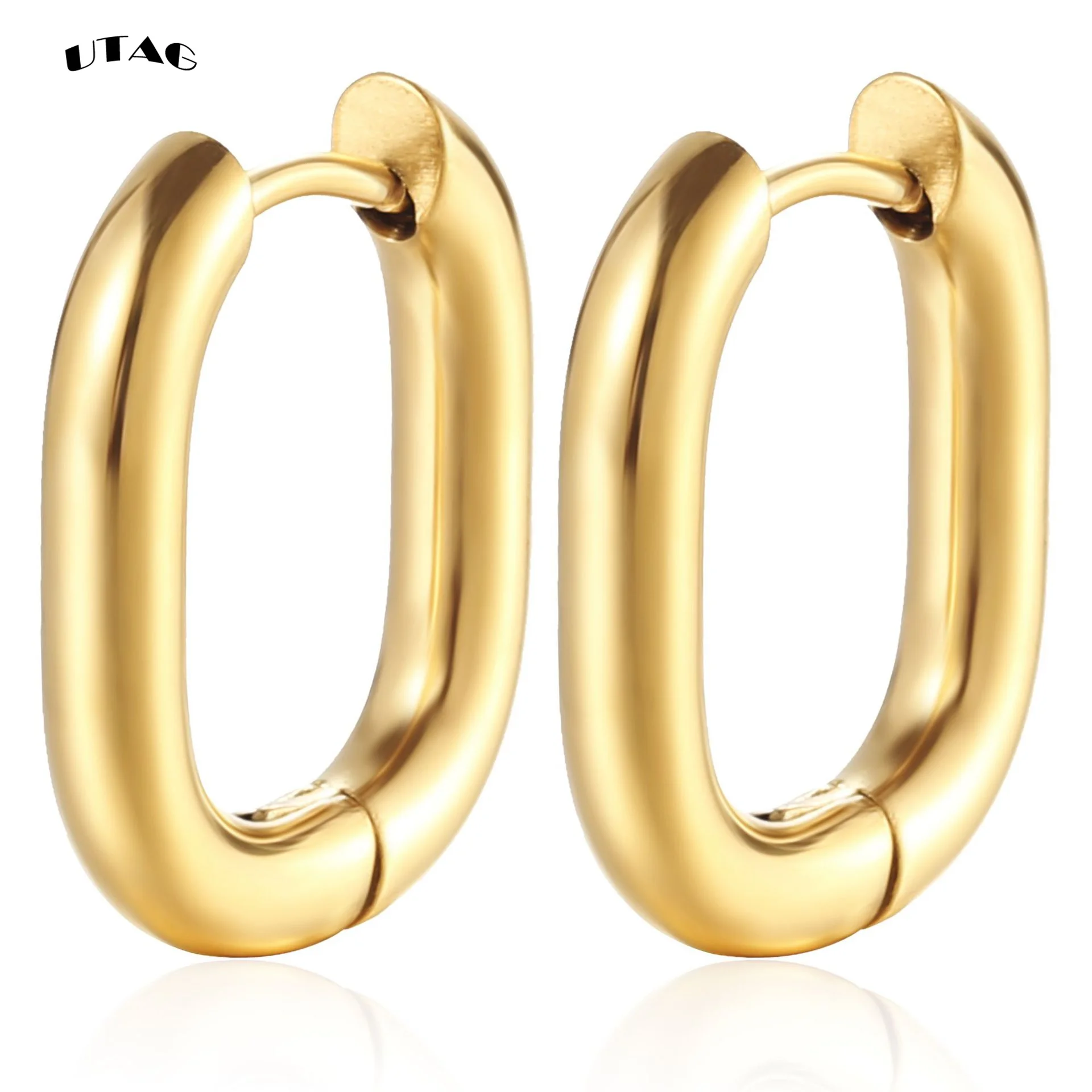 

UTAG серебряный цвет геометрические овальные маленькие фотообои для женщин предотвращающие аллергию серьги подарок