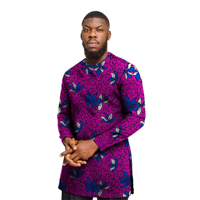 Нигерийская рубашка мужские Модные топы с принтом длинным рукавом в