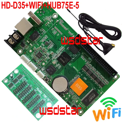 HUIDU HD-D35 + WIFI HUB75E-5 5 * HUB75E асинхронная полноцветная карта управления P2 P2.5 P3 P4 P5 P6 P8 P10