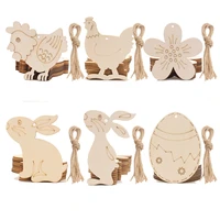 10pcsbag home easter wood chips hanging ornaments easter decorations wooden pendants rabbit eggs diy handcraft pasen