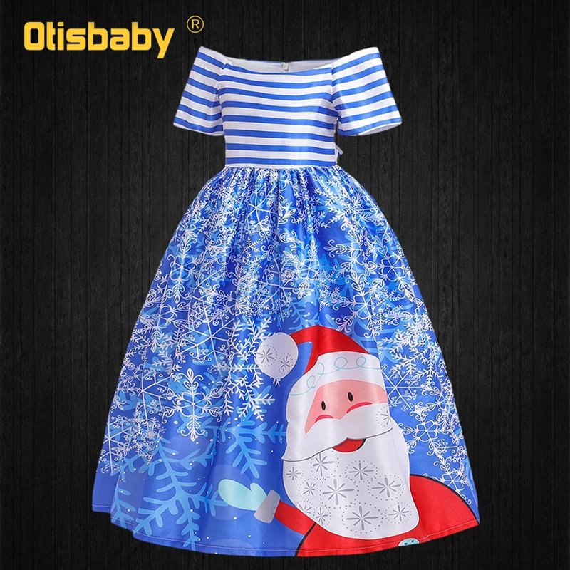 SD056Blue Нарядное длинное рождественское платье для девочек, одежда для девочек, новогодние вечерние платья Феи Санта Клауса, элегантный Детский костюм - Цвет: SD056Blue