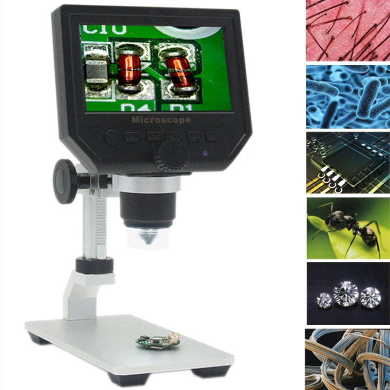 

G600 600X 3.6MP Digital Electronic Microscope Video 4.3inch HD LCD Phone Repair Magnifier With Metal Stand Lifting Bracket