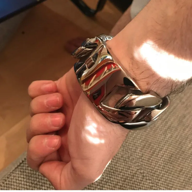 Большой блестящий браслет в Кубинском стиле шириной 31 мм мужское модное