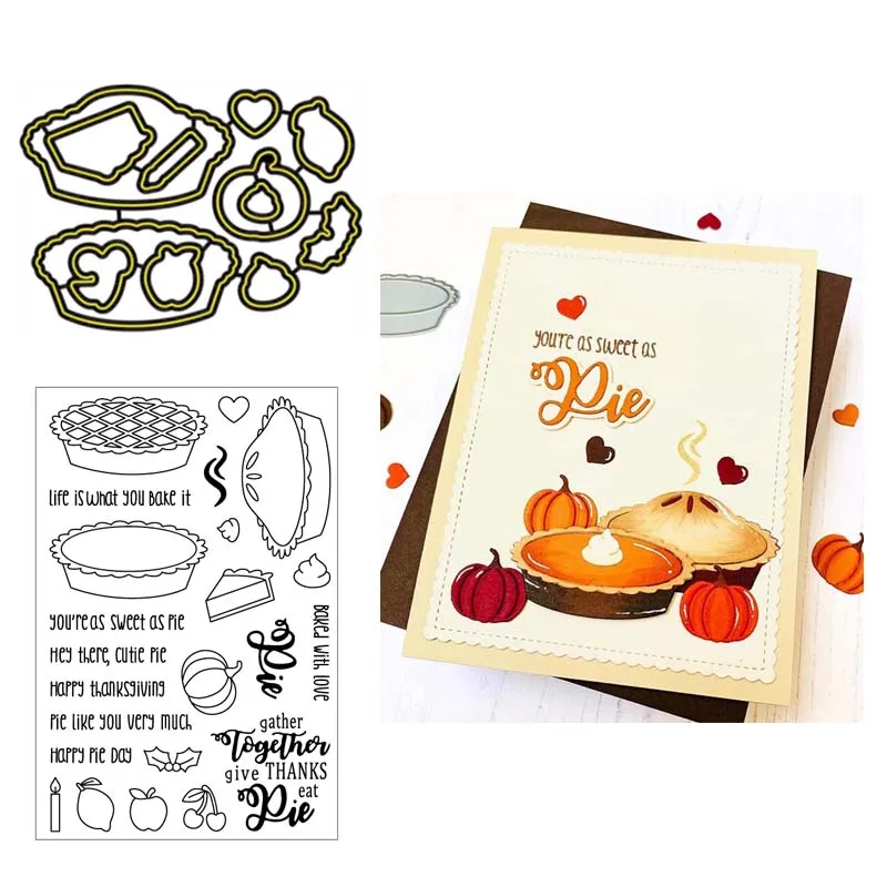 Спасибо дарим штампы и в виде пирога четкие Вырубные фруктов для рукоделия