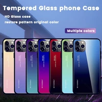 gradient tempered glass phone cases for iphone 13 12 11 xs xr x 8 7 6s 6 plus se 2020 mini pro max dazzle color shell cover