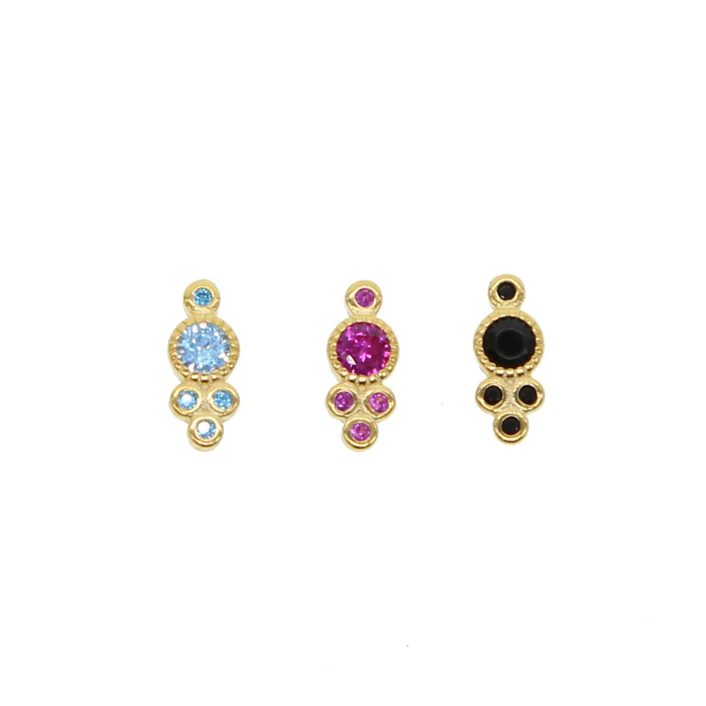 

100% s925 silver delicate very tiny mini blue red black cubic zirconia clip on women multiple earring girls cute lovely for kids