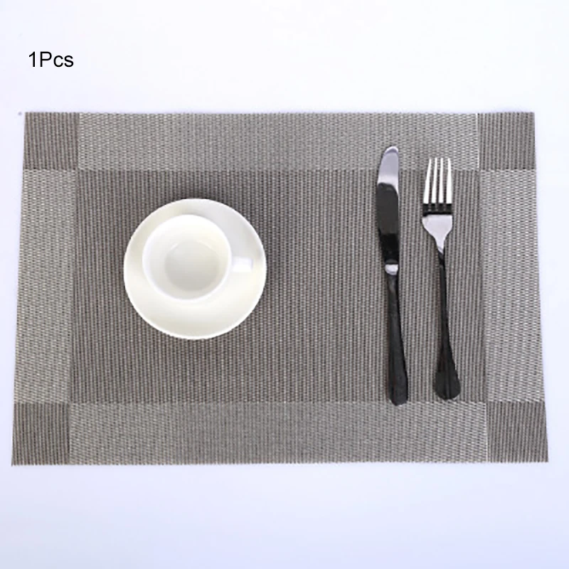 Silver-1pcs Baispo ПВХ 4 шт./компл. термостойкий Коврик обеденный столовых сушки коврики для посуды подстаканник коврик для миски коврик для Кухня стол - Цвет: Silver-1pcs