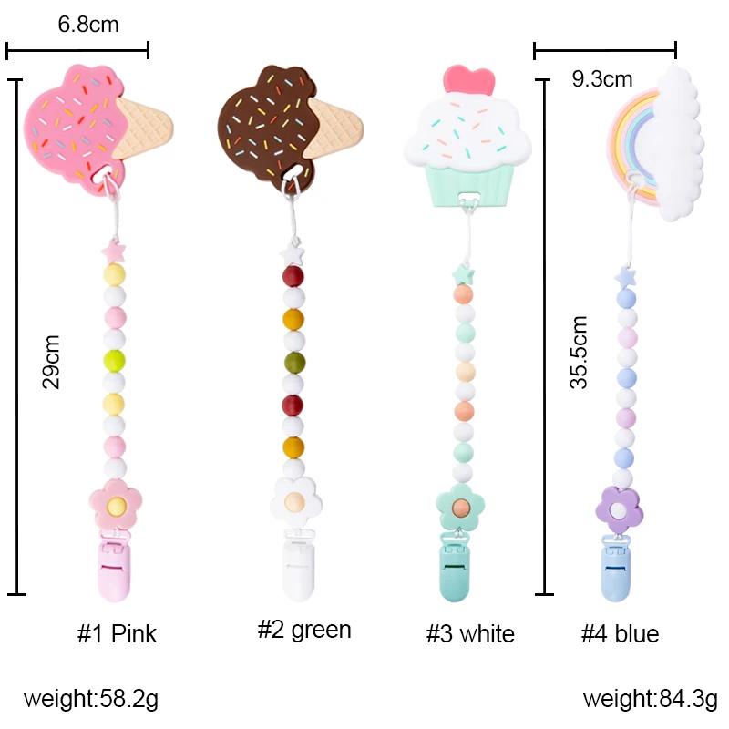 

1PCS silicone nipple chain silicone teether Clips Baby Feeding Soother folder Nipples Pacifier Clips Food Grade Silicone Bead