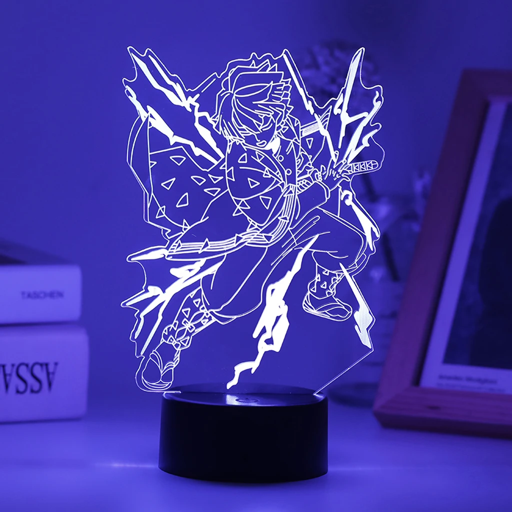 Светодиодный ночсветильник в стиле аниме рассекающий демонов лампа 3D для детей и