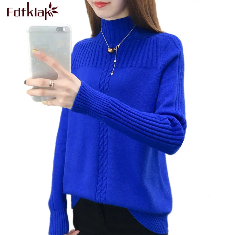 

New Turtleneck Women Sweater Winter Warm Female Jumper Thick Christmas Sweaters Ribbed Knitted Pullover Top Pull Hiver Femme