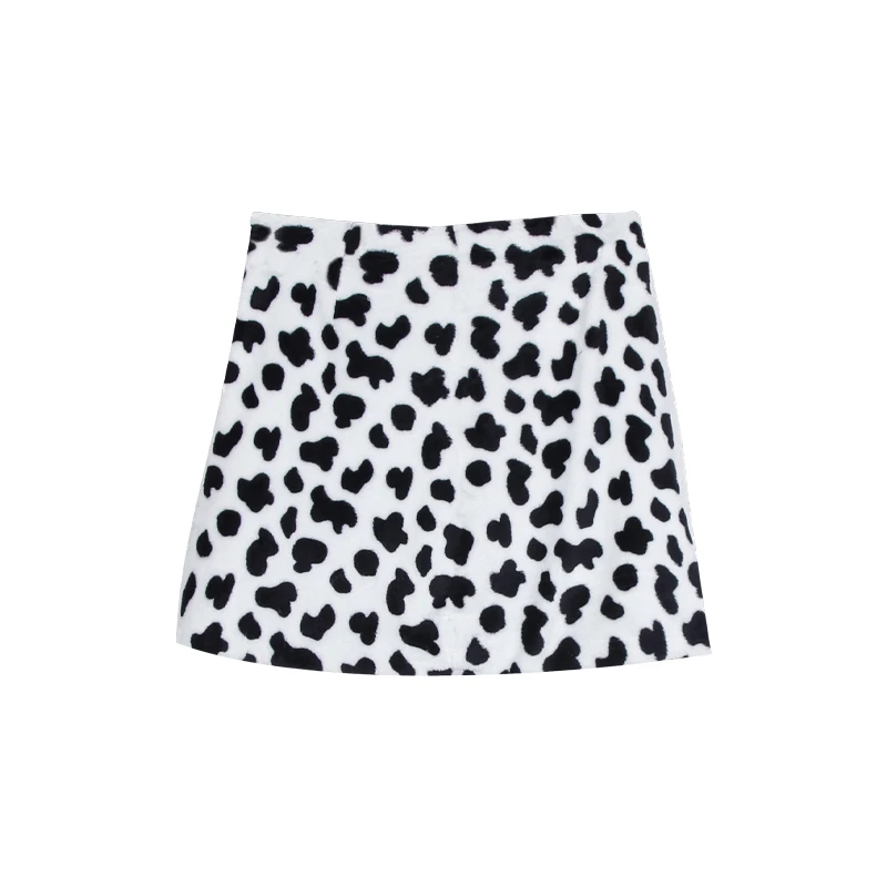Юбка-мини женская трапециевидная с принтом коровы и высокой талией | Женская