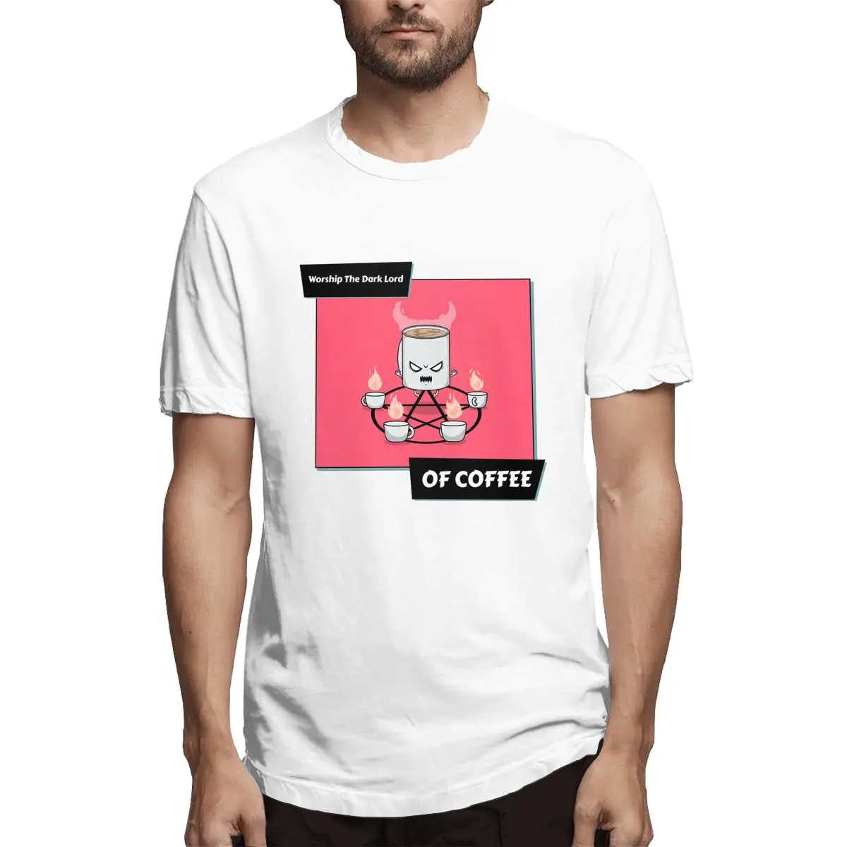 

WORSHIP COFFEE (3) Men T Shirt Cool Tees Short Sleeve Round Neck T-Shirts 100% Cotton 4XL Clothing