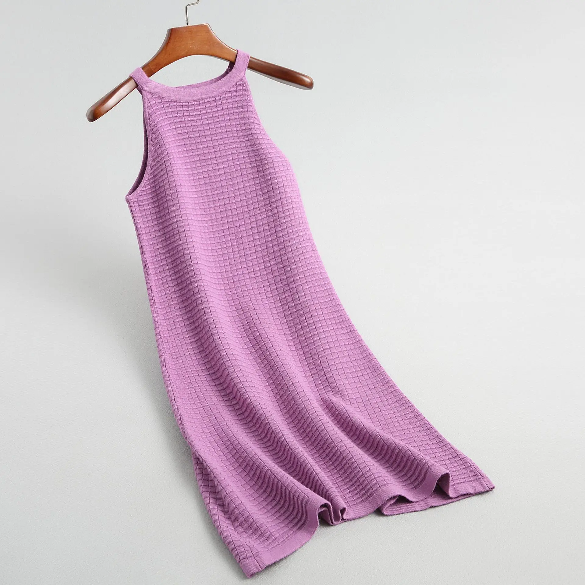 Женский длинный вязаный свитер без рукавов на бретелях зимний женский пуловер