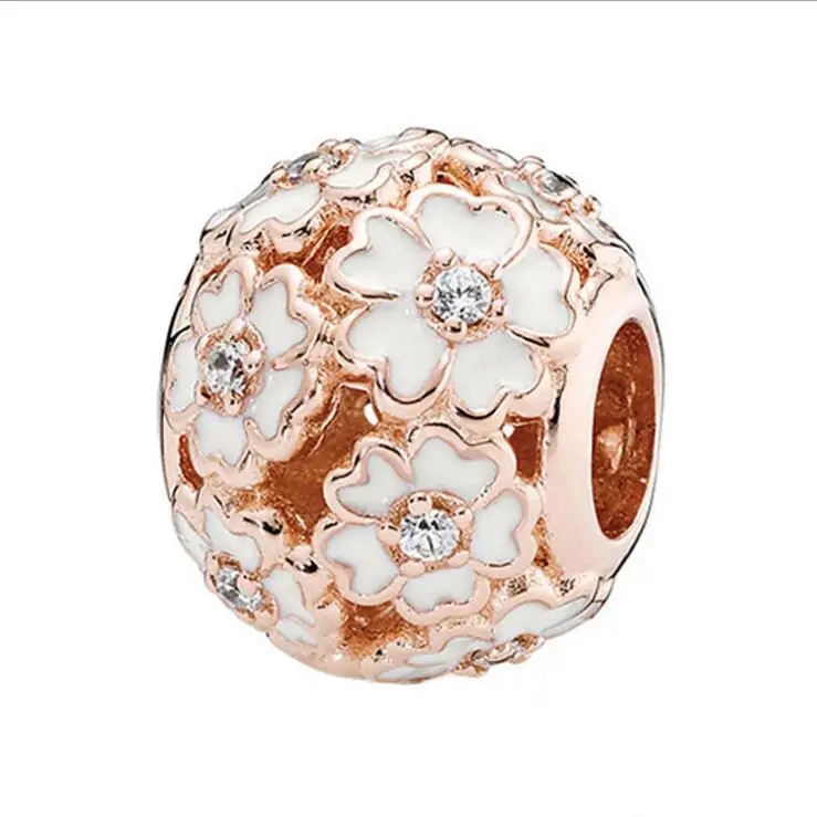 Бусины из стерлингового серебра 925 подходит для браслета Pandora бусины магнолии