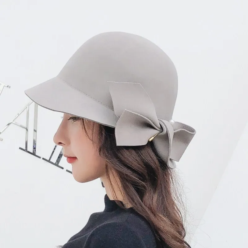 Seioum alta calidad cubo hembra sombrero Hairball Ultra fino lana fieltro sombreros para las mujeres plegable
