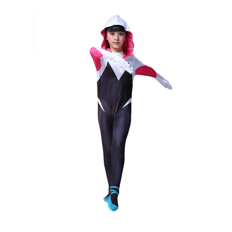 Avengers Spider woman Gwen Stacy Cosplay Costume The Amazing Spider-Man Girl Siamese Tights Suit Set Halloween Christmas Gift |