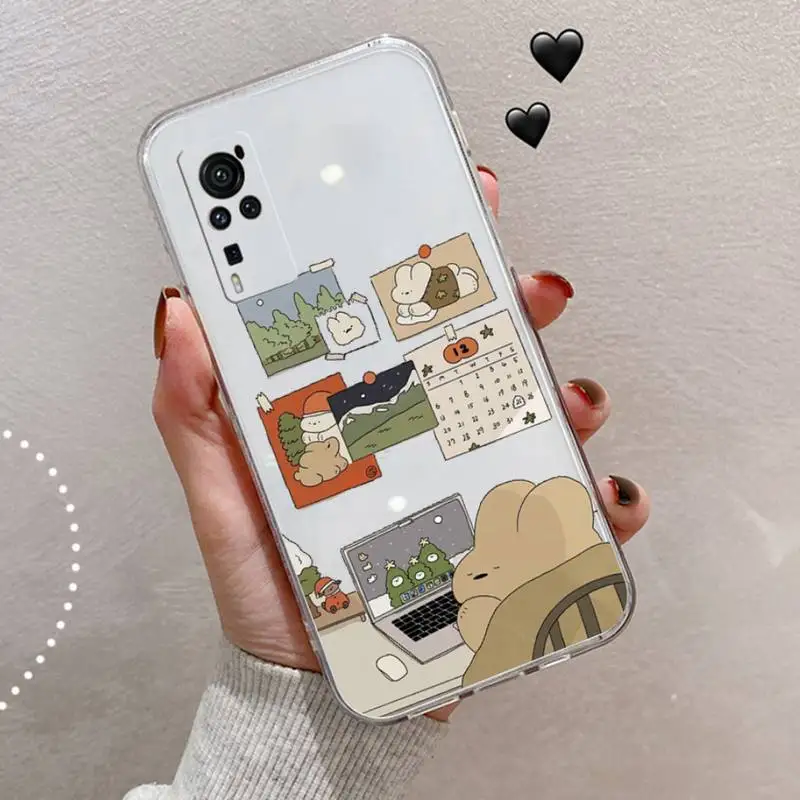 

Bear cute cartoon funny Phone Case Transparent for vivo v y iqoo 3 15 17 19 5 70 51 52 30 20 s se