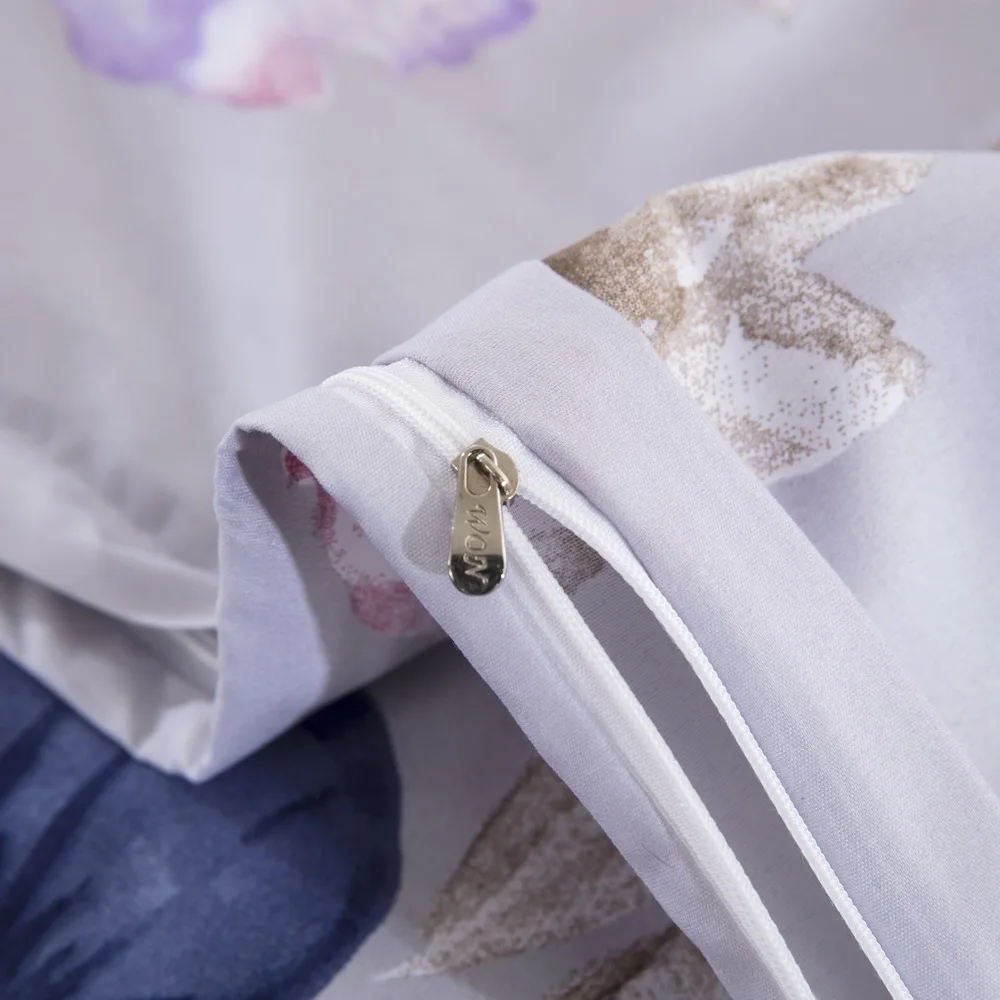 

Bonenjoy Double Bed Linen Set Flower Reactive Printed Queen Size Duvet Cover Sets King Size Bedding Purple Floral Bed Covers