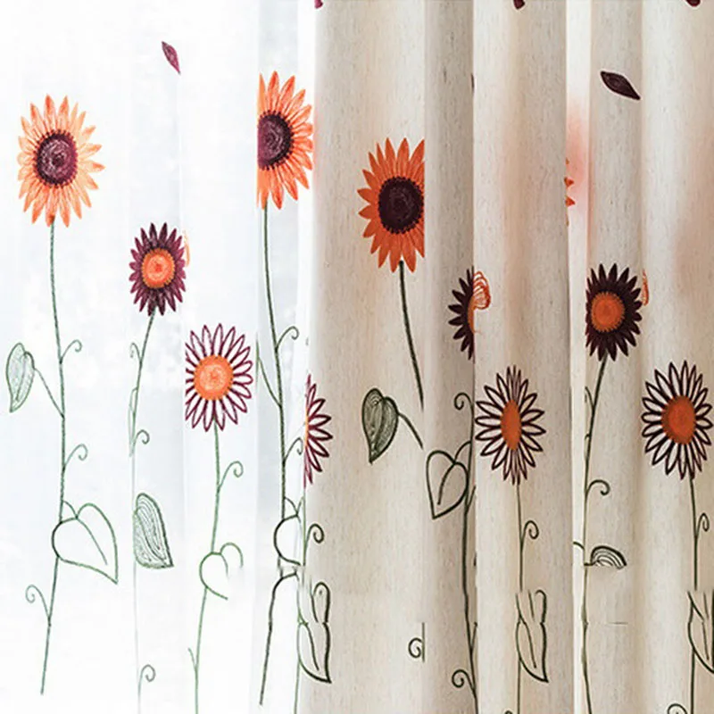 Американский деревенский Подсолнух вышивка занавеска домашний декор тюль для
