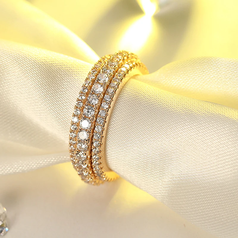 Золото Цвет дизайн с двумя слоями вращающимся кольцом классический Для женщин