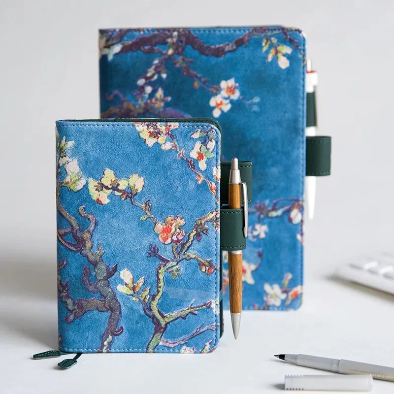 

A5 A6 Apricot flower pattern Fashion Notebook Bohemian style Planner Card slot Pen position design Notepad Portable travel Diary