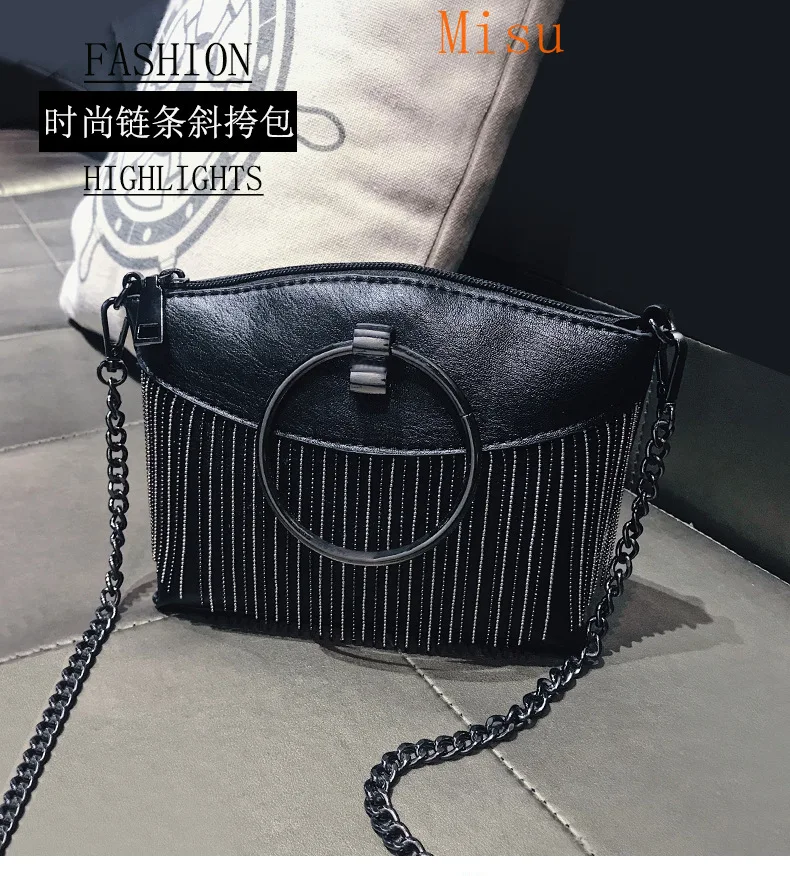 

2021 new portable small bag female Korean version with one shoulder messenger bag tassel bag mini chic chain bag