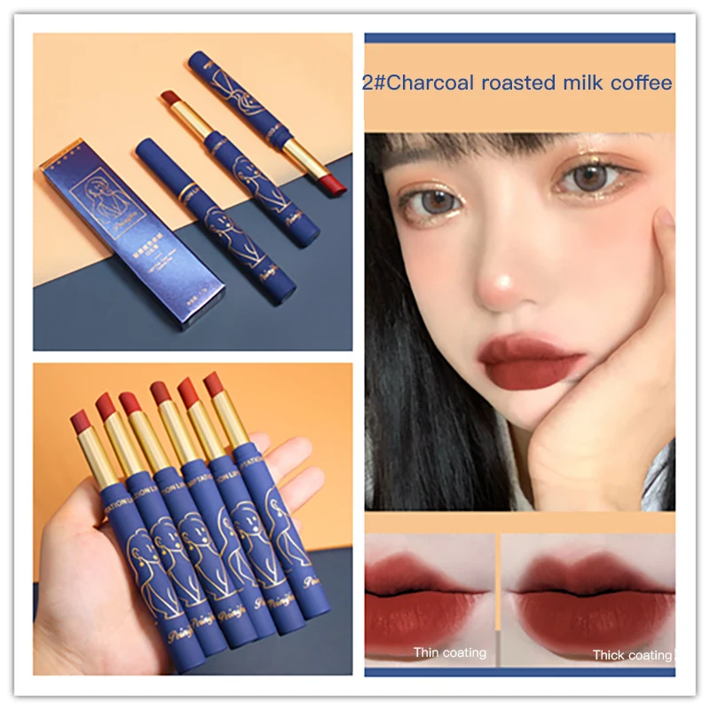 

Бархатный матовый блеск для губ, 6 цветов, каштановый Стойкий матовый прочный губная помада для губ, Водостойкий тинт для губ, косметика, жен...