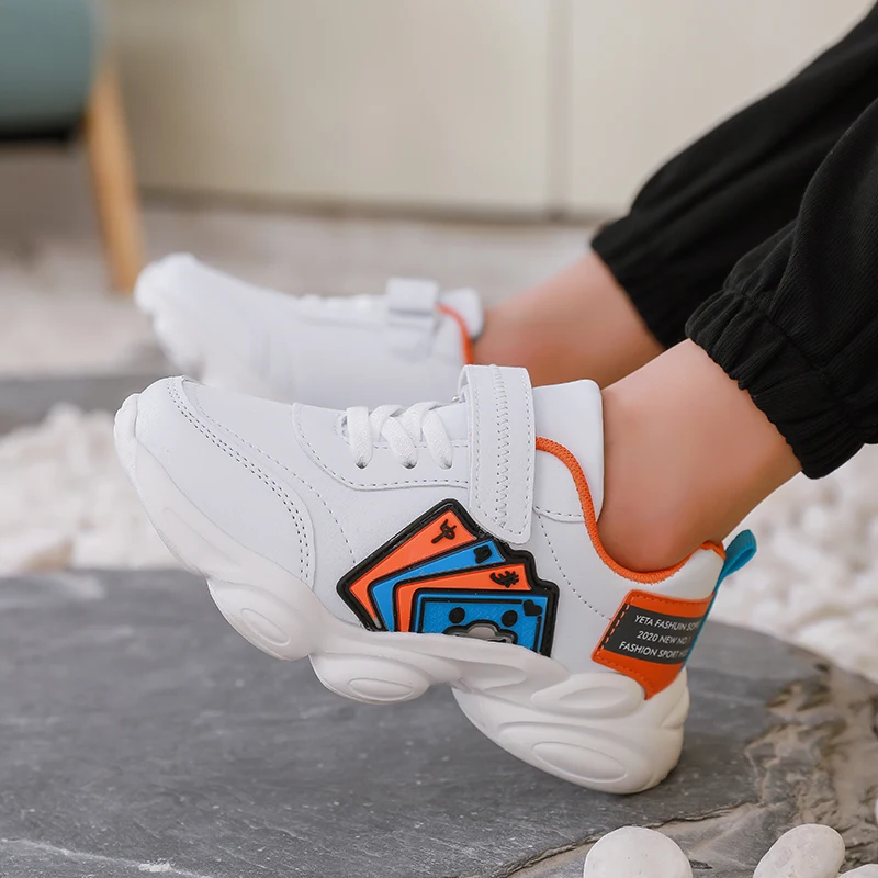 

Spring Running Shoes For Girls Pink White Girls Fashion Shoes Soft Sole Kids Walking Sneakers Boy Leather Children Sport Shoes