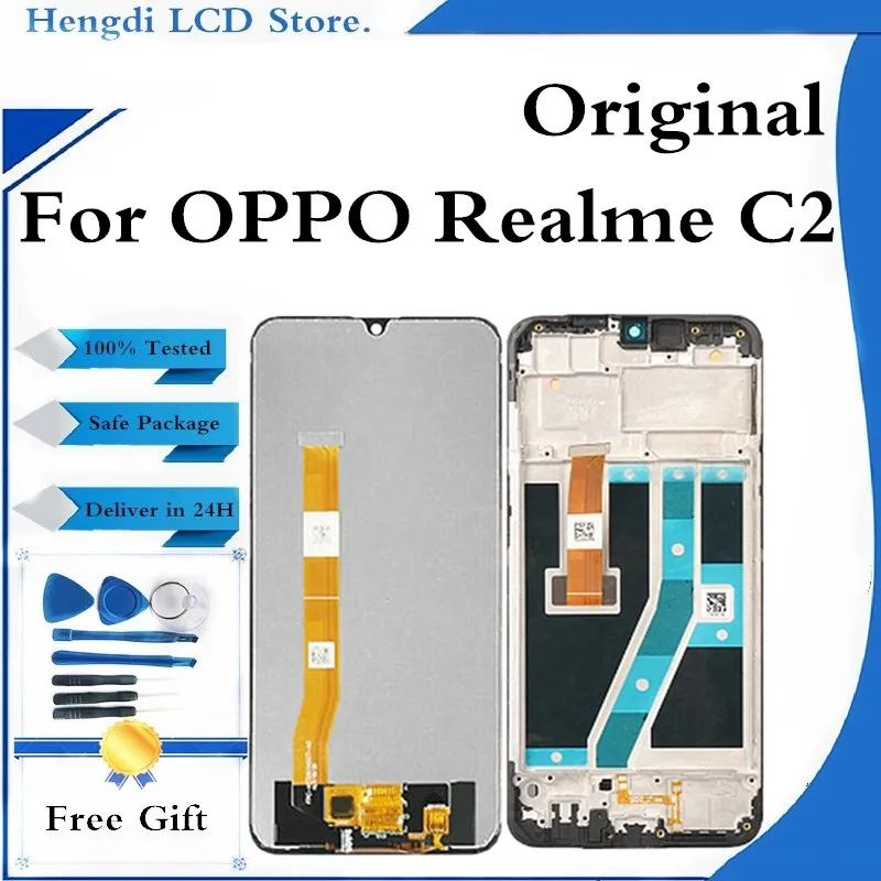 

Оригинальный ЖК-дисплей для OPPO Realme C2 ЖК-дисплей, сенсорная панель экран дигитайзер в сборе для OPPO rmx1944 rmx45. Замена ЖК-дисплея