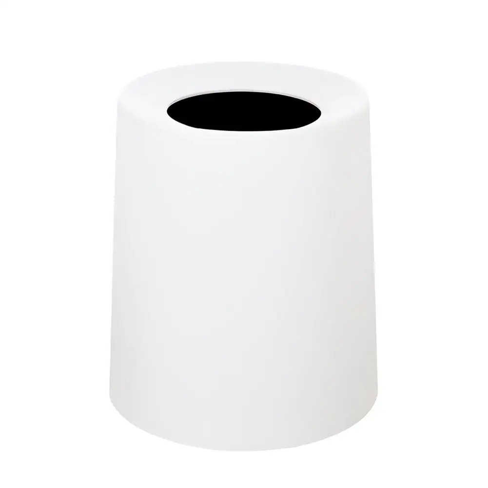 White Бытовой двухслойный круглый контейнер для мусора, офиса, гостиной, кухни, ванной комнаты, Двухслойное мусорное ведро, мусорные ящики без крышки - Цвет: White
