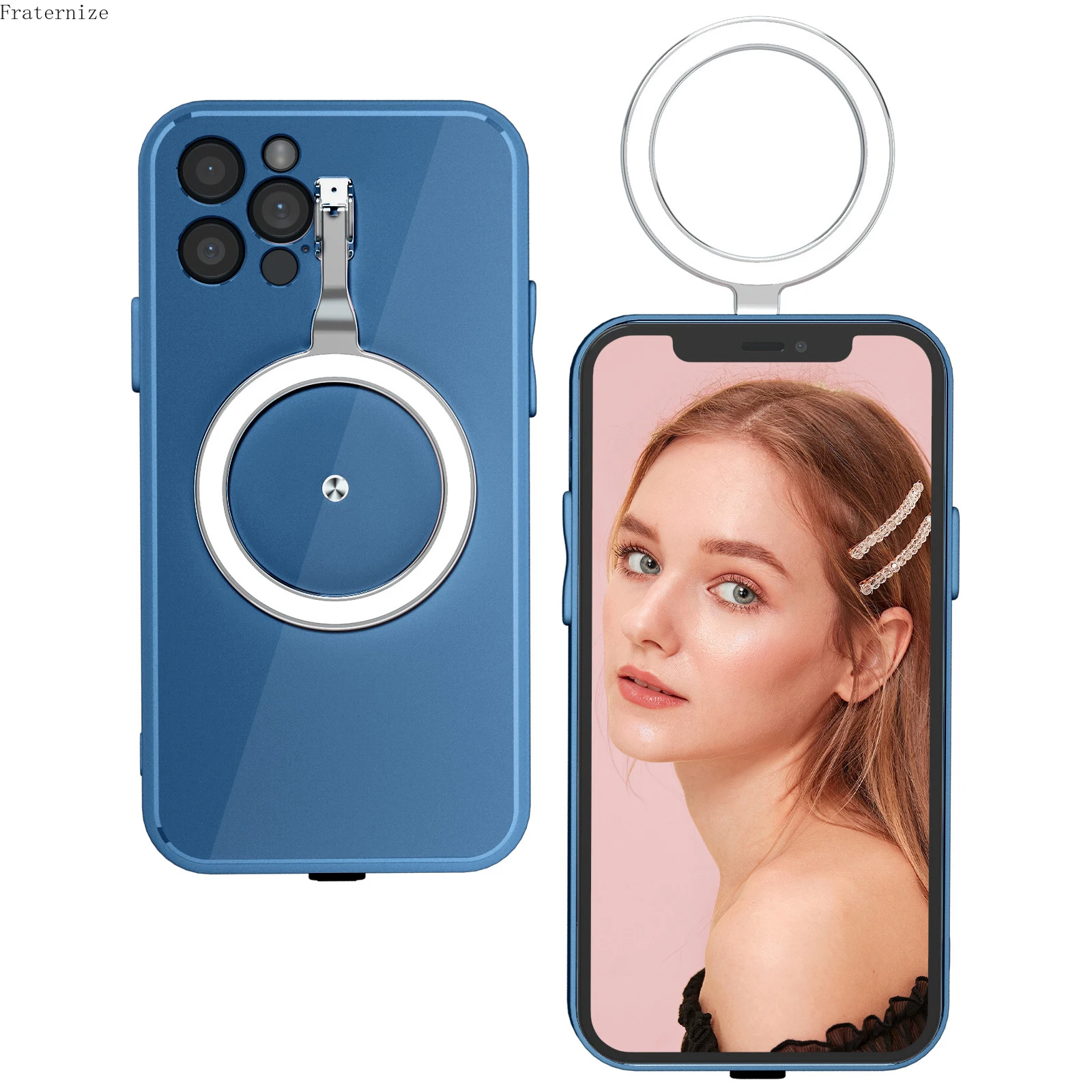 

Портативный светодиодный чехол для телефона с кольцом для селфи для IPhone 11 12 Pro Max Beauty Flash для X XS XR 7 8 Plus, чехол для селфи